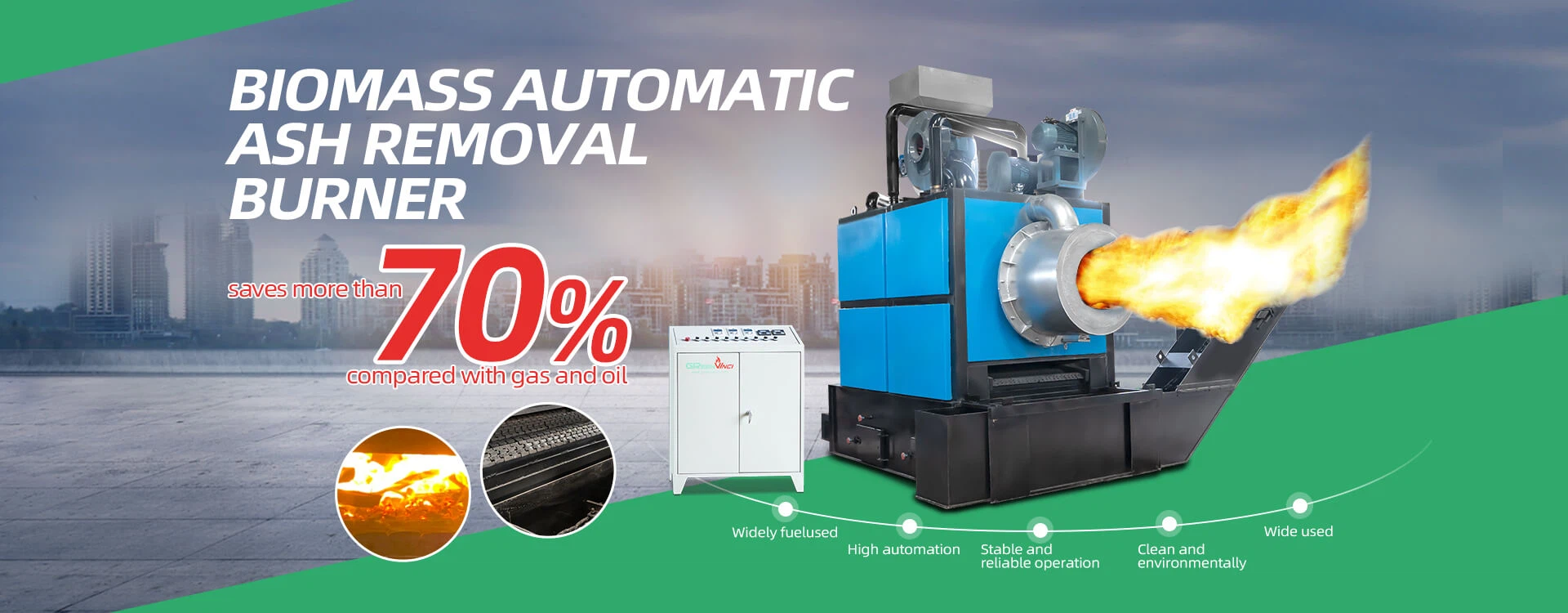 High effiency,energy saving and low fuel cost biomass gasifier burner